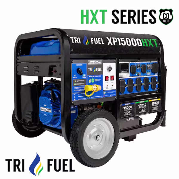 DuroMax HXT Series 15,000/12,000-Watt Tri-Fuel Portable Generator – Model XP15000HXT