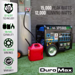 DuroMax HXT Series 15,000/12,000-Watt Tri-Fuel Portable Generator – Model XP15000HXT - Image 2