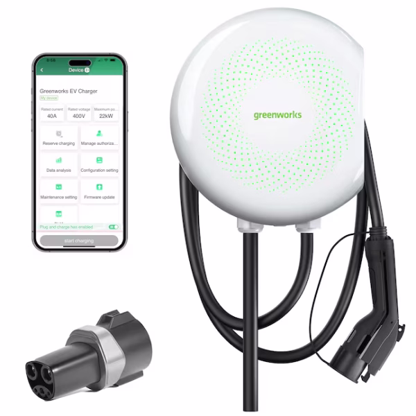Greenworks Level 2 240-Volt 48-Amp Hardwired EV Charging Station with 20-Foot Cable – Model EVC1648