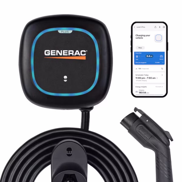 Generac Level 2 240-Volt 48-Amp Hardwired EV Charging Station with 25-Foot Cable – Model PUP2-U-1-6-C-GC2