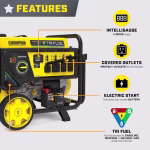 Champion 12,500 / 10,000-Watt Tri-Fuel Portable Generator with CO Shield and Electric Start – Model 201438 - Image 4