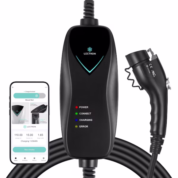 Lectron WiFi Level 1 110-Volt 15-Amp NEMA 5-15 Plug-In EV Charging Station with 16-Foot Cable – Model 4895230324837
