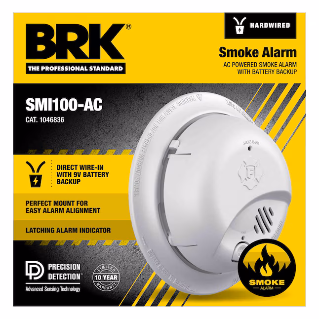 First Alert BRK 1046835 hardwired ionization smoke alarm with 9V battery backup from IB Lighting