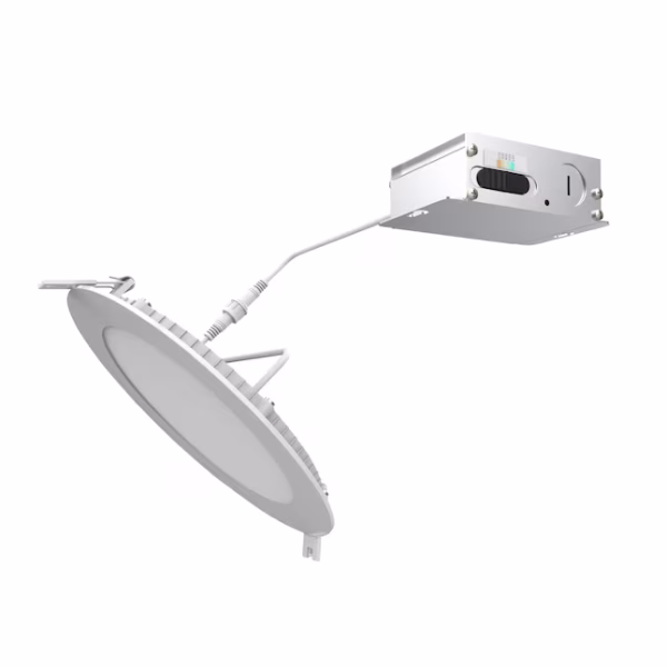 Utilitech High Output Color Choice White 5-in or 6-in 1200-Lumen Switchable White Round Dimmable LED Canless Damp Rated Recessed Downlight