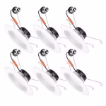 Utilitech White 5-in or 6-in 850-Lumen Switchable White Round Dimmable LED Wet Rated Recessed Downlight 6-Pack