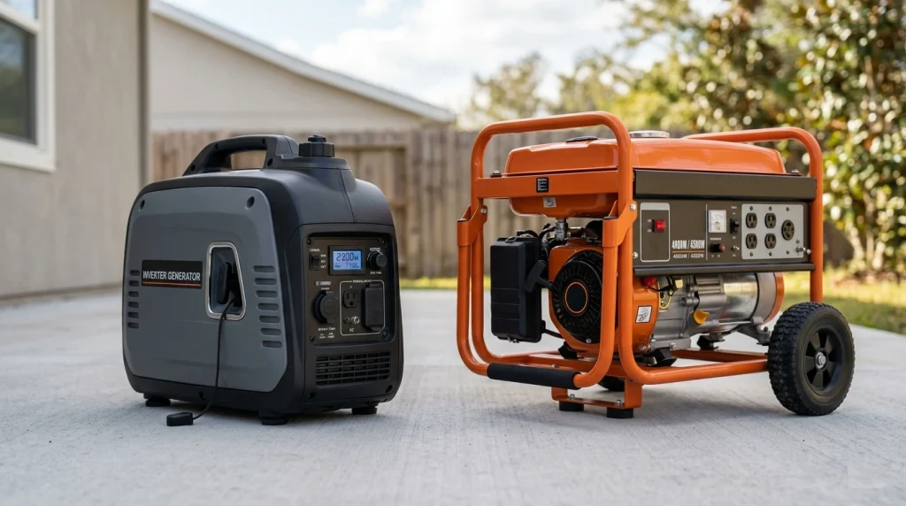 inverter vs conventional generator side by side comparison portable generators two types