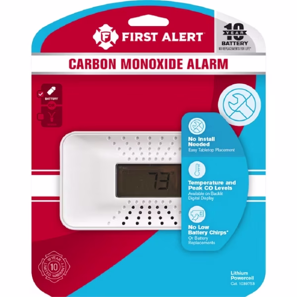 First Alert Battery-operated Carbon Monoxide Detector with 10-Year Battery