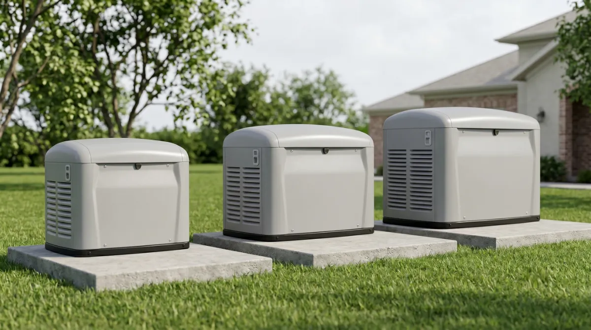 Generac 18kW 22kW and 24kW air-cooled standby generators compared by size and surge capacity