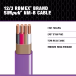 Southwire 50-ft 12 / 3 / Romex SIMpull Solid Indoor CU NM-B W/G Individual pack ( By-the-roll ) - Image 2