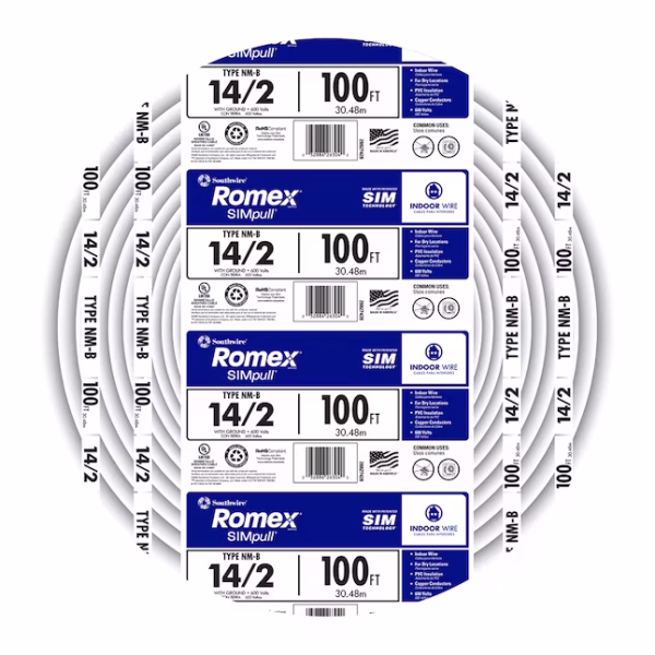Southwire 100-ft 14 / 2 / Romex SIMpull Solid Indoor CU NM-B W/G Individual pack ( By-the-roll )