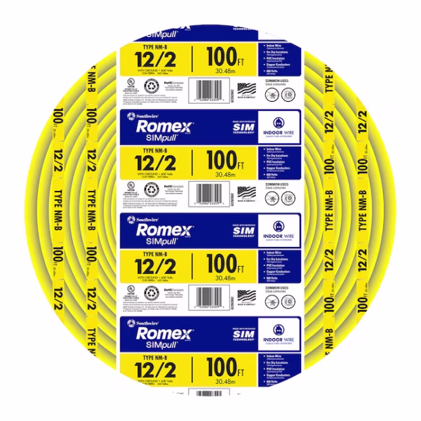 Southwire 100-ft 12 / 2 Romex SIMpull Solid Indoor CU NM-B Individual pack ( By-the-roll )