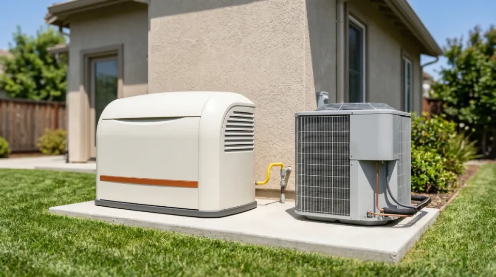 Best generator for 4 ton AC installed beside a residential central air conditioner condenser on a concrete pad