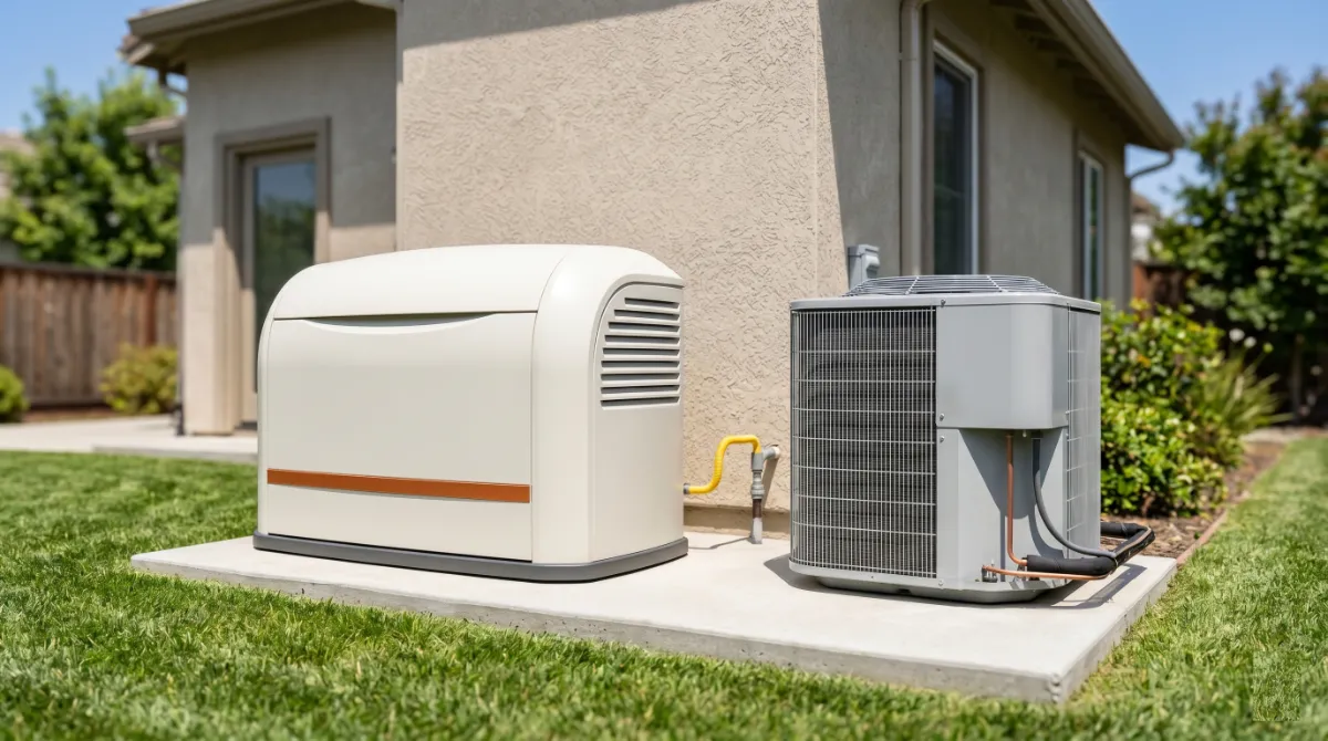 Best generator for 4 ton AC installed beside a residential central air conditioner condenser on a concrete pad