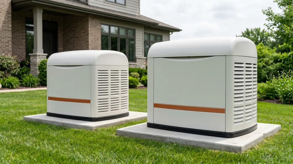 Generac 24kW and 26kW Next Generation home standby generators for 5 ton AC homes with all-electric appliances or EV charging