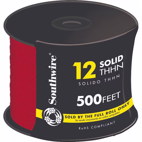 Southwire 500-ft 12 -AWG Red Solid Copper THHN wire ( By-the-roll )