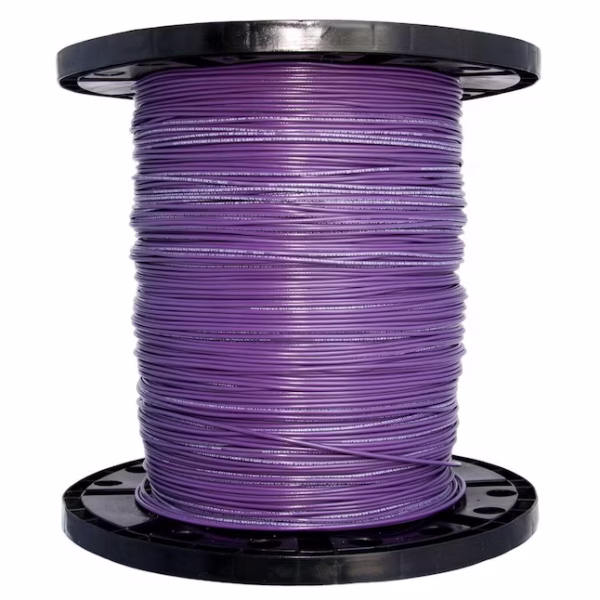 Southwire 8 AWG purple THHN stranded copper wire on 500 ft roll with SIMpull technology for panel wiring and feeder circuit identification from IB Lighting