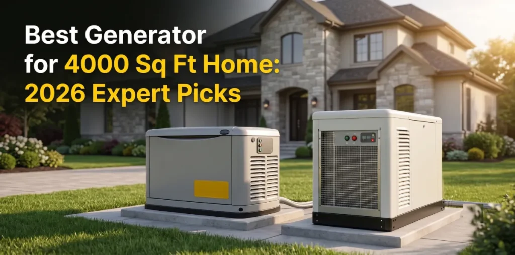 Best generator for 4000 sq ft home showing 24kW Generac standby generator installed beside a large residential home