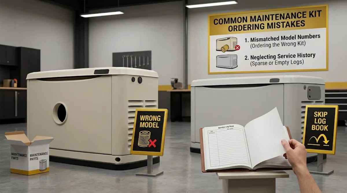 Common mistakes when ordering a Generac scheduled maintenance kit including wrong model and skipping service log