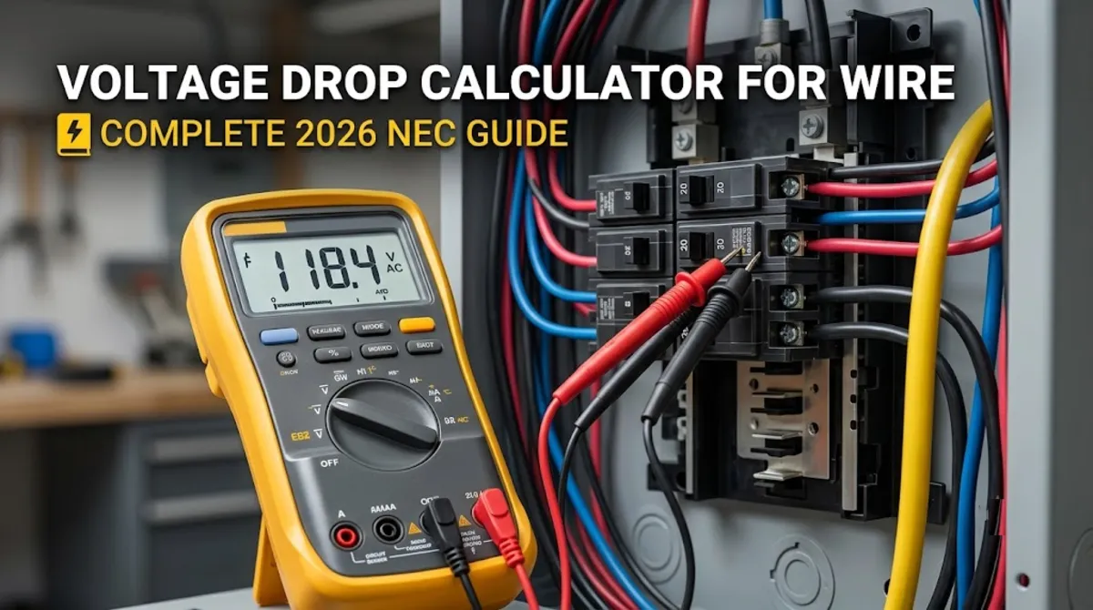 Interactive voltage drop calculator for wire showing calculation with wire gauge current distance and voltage inputs