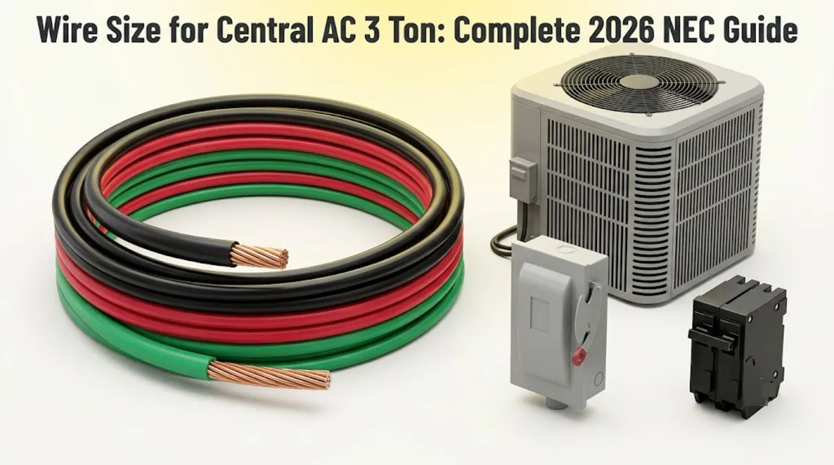10 AWG copper wire and 3 ton central AC condenser installation with 30 amp double-pole breaker and pull-out disconnect