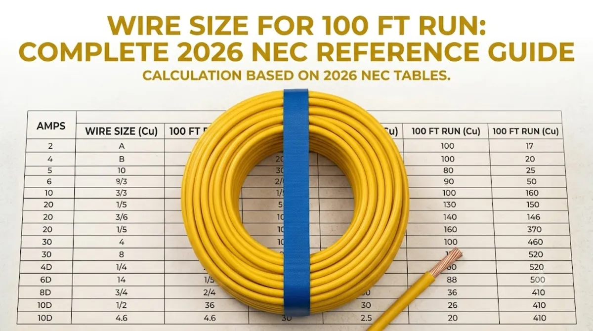 Wire size for 100 ft run showing various copper wire sizes and reference chart for residential loads