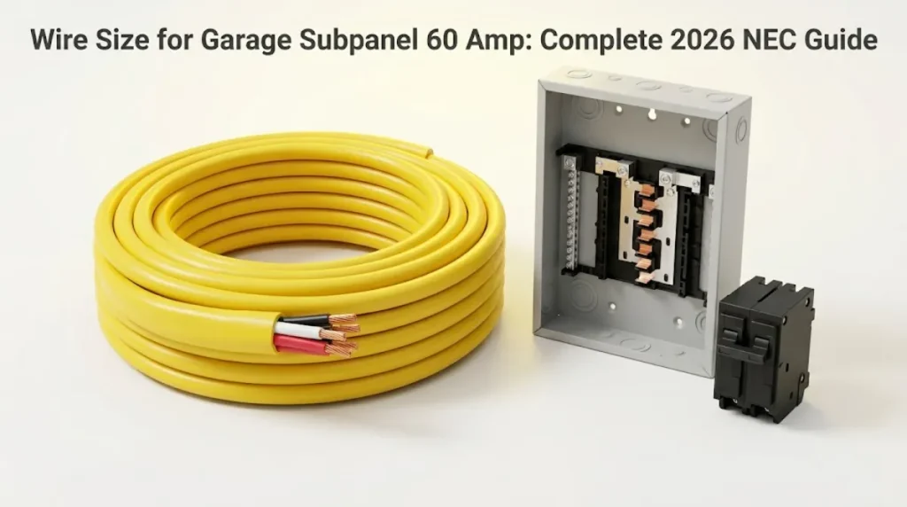 6 AWG copper wire 6/3 with ground for garage subpanel 60 amp feeder installation with isolated neutral bar