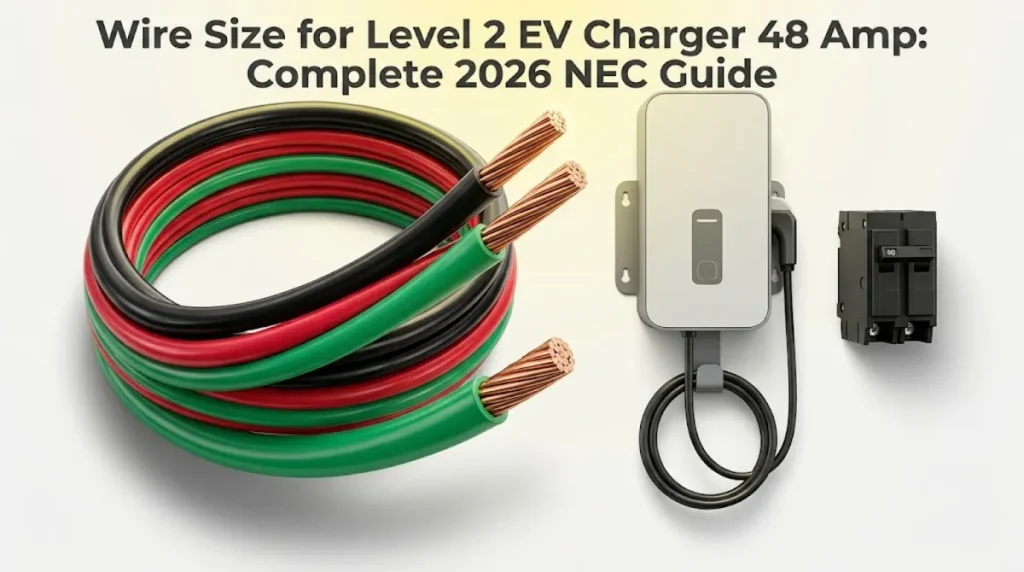 6 AWG copper wire for level 2 EV charger 48 amp installation with 60 amp double-pole breaker and universal EV charging equipment