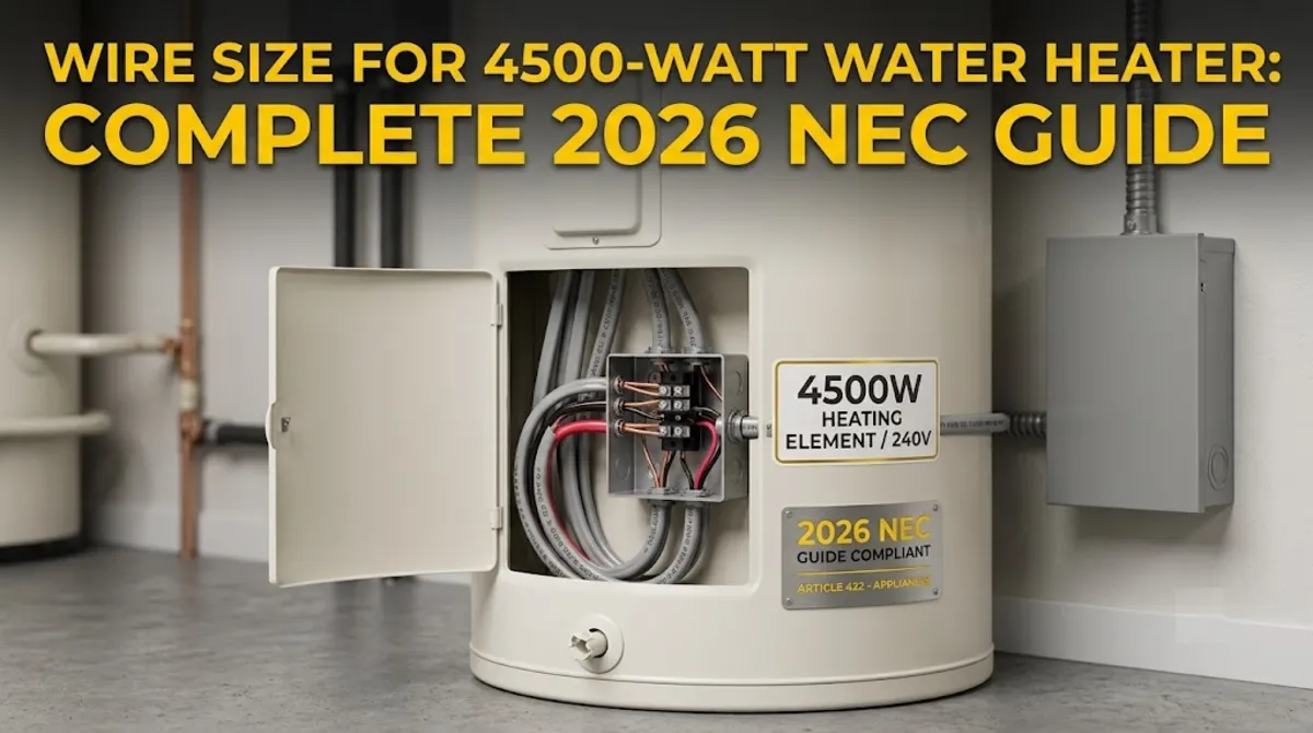 10 AWG copper wire coil for 4500 watt water heater installation with 30 amp double-pole breaker specifications